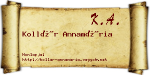 Kollár Annamária névjegykártya